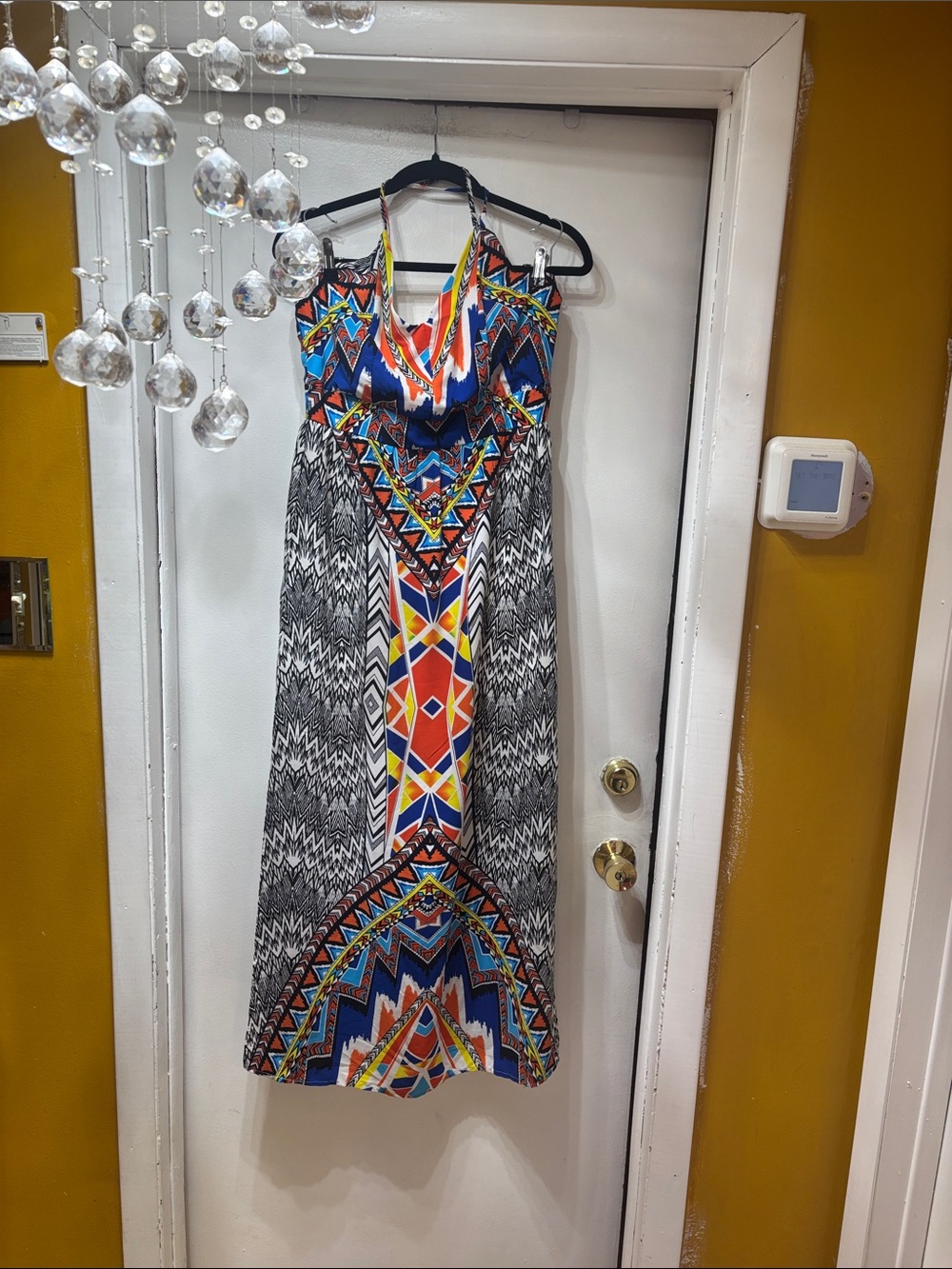 a'gaci Multicolor Aztec Halter Maxi Dress